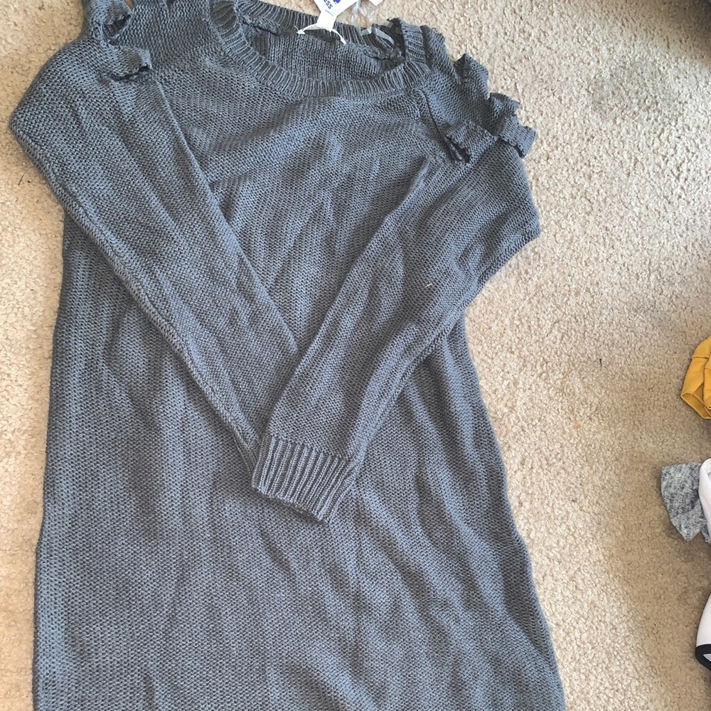 Long grey sweater dress